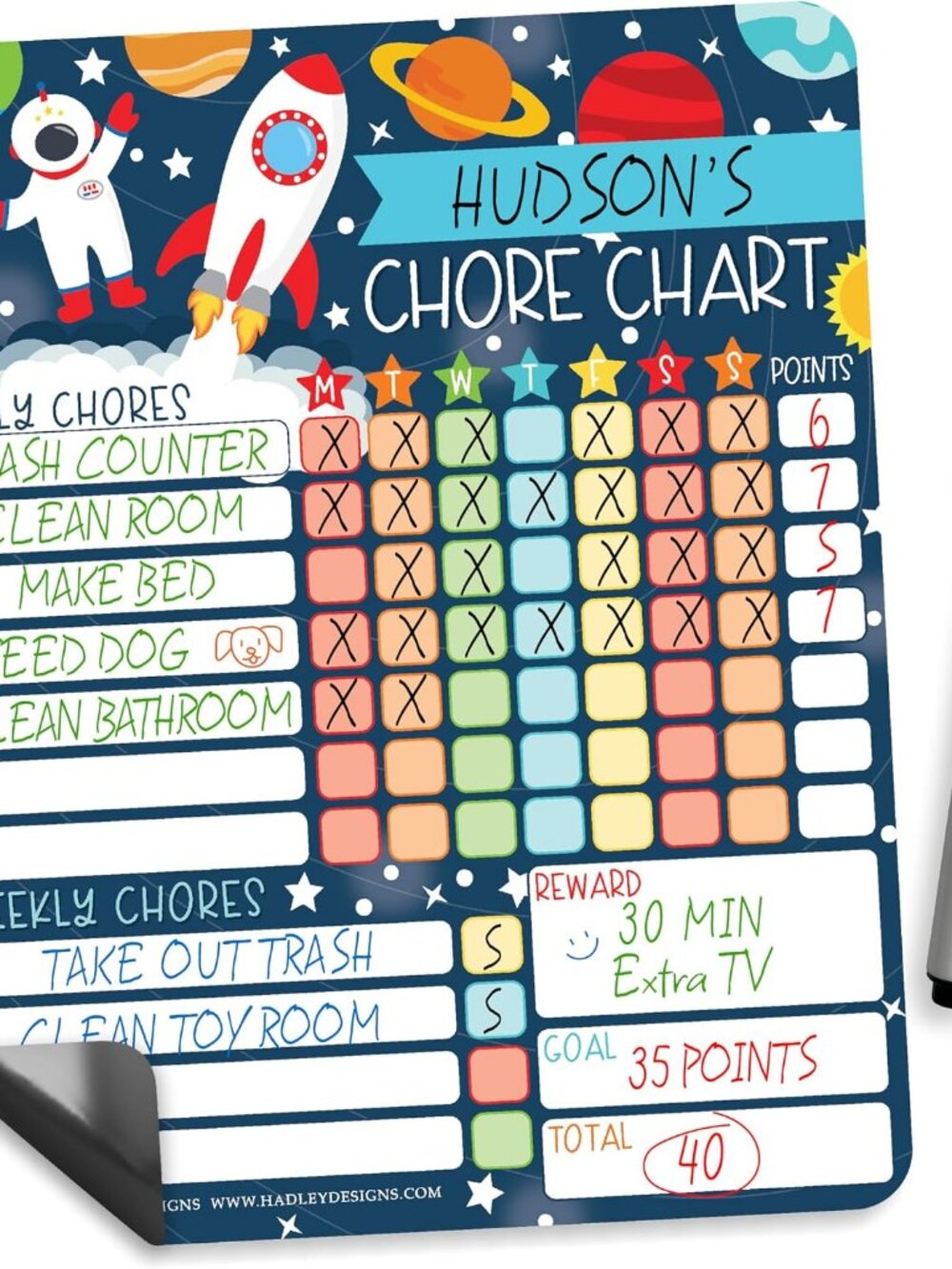 Magnetic Chore Chart for Kids Dry Erase Reward Chart for Home and Classroom